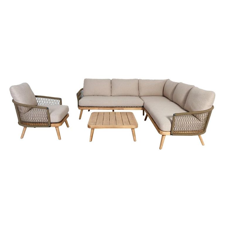 New Bali Corner Garden Sofa Set - with Armchair - Sandstone