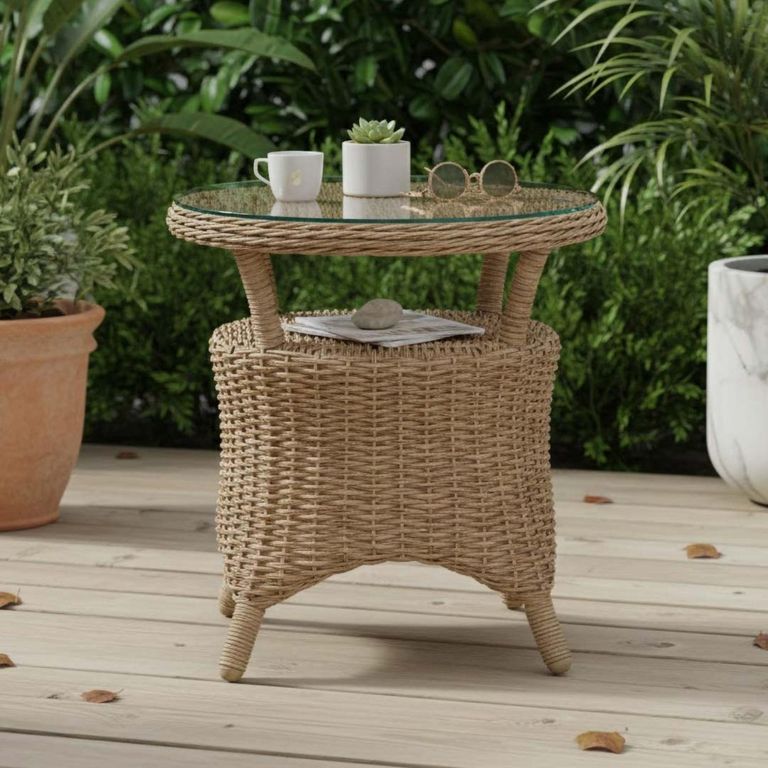 Brayford Outdoor Side Table Natural Rattan