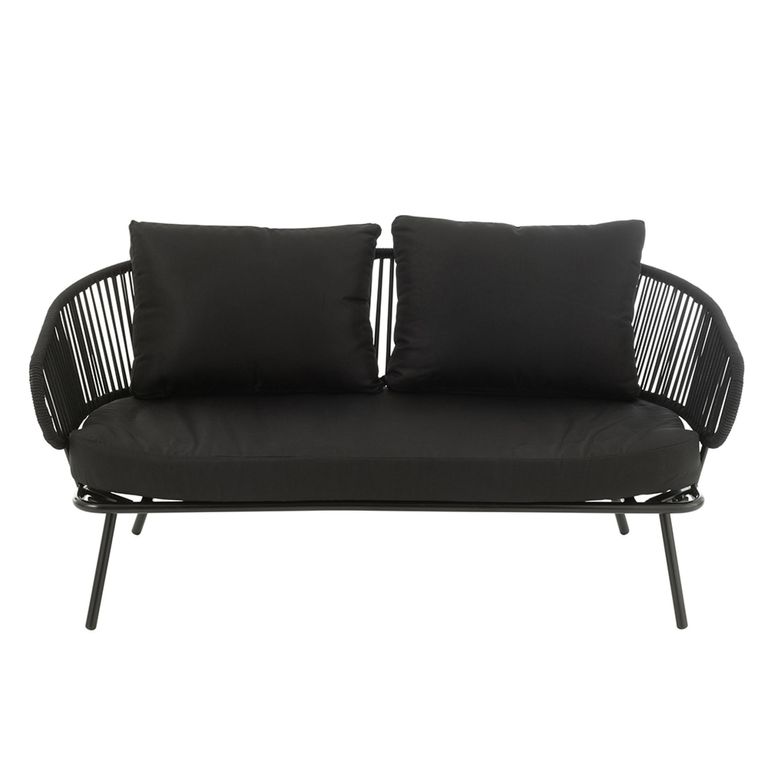 Poa Outdoor Sofa Set - 2+1+1 Seater - Black - Rattan and Metal
