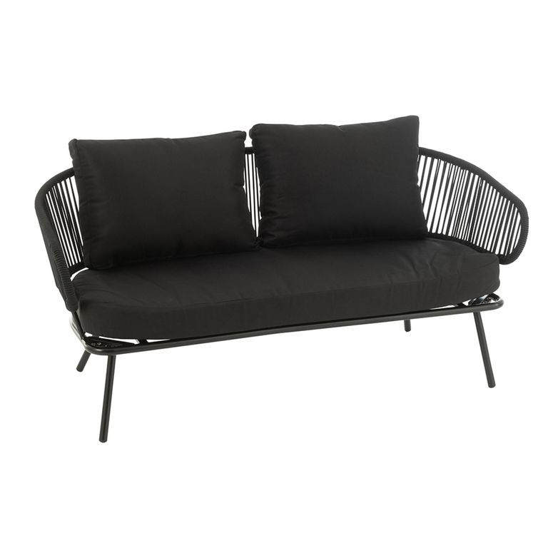 Poa Outdoor Sofa Set - 2+1+1 Seater - Black - Rattan and Metal