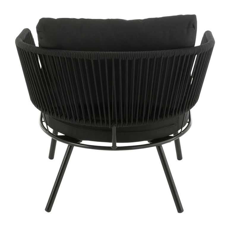 Poa Outdoor Sofa Set - 2+1+1 Seater - Black - Rattan and Metal