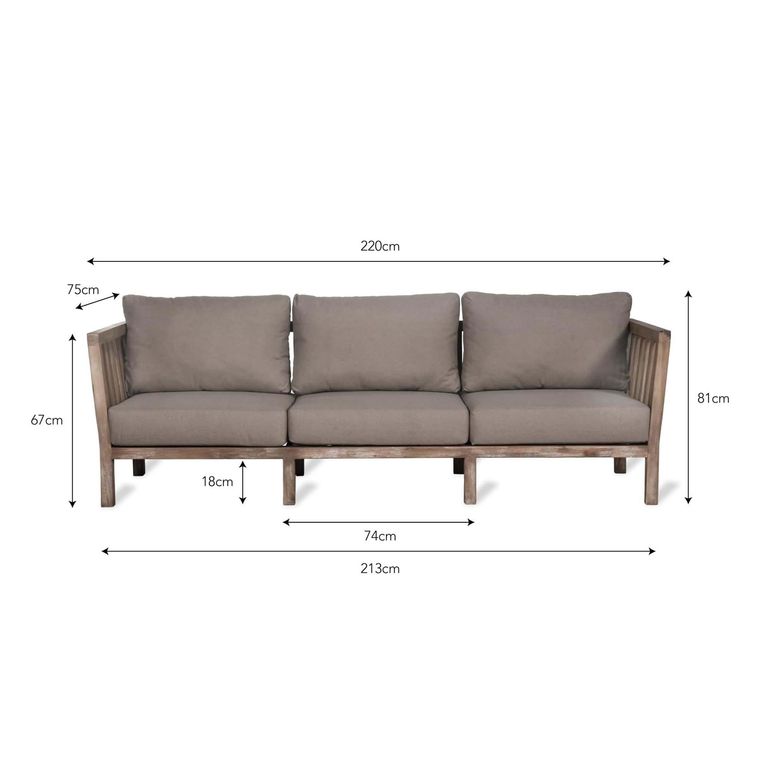 Porthallow Outdoor 3 Seater Sofa Natural Acacia Wood