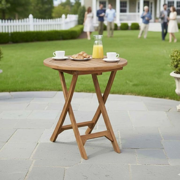 Radley Outdoor Folding Bistro Table Antique Wash Teak Wood