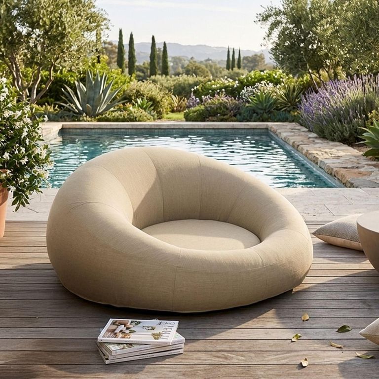 Donut Outdoor Round Day Bed - Beige - Polypropylene