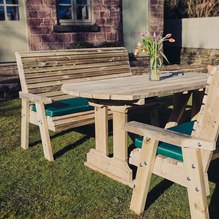 Ergo Garden Table Set - 2 Benches - Redwood