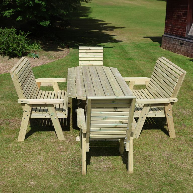 Ergo Garden Table Set - 2 Chairs & 2 Benches - Redwood