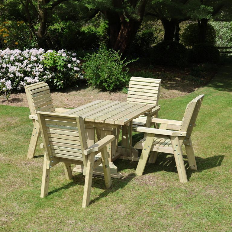 Ergo Garden Table Set - 4 Chairs - Redwood