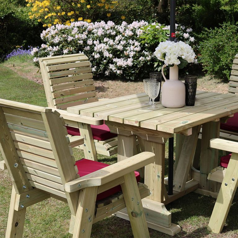 Ergo Garden Table Set - 4 Chairs - Redwood