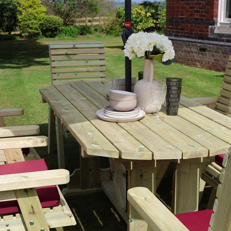 Ergo Garden Table Set - 6 Chairs - Redwood