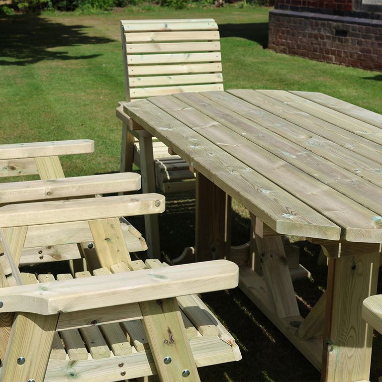 Ergo Garden Table Set - 6 Chairs - Redwood