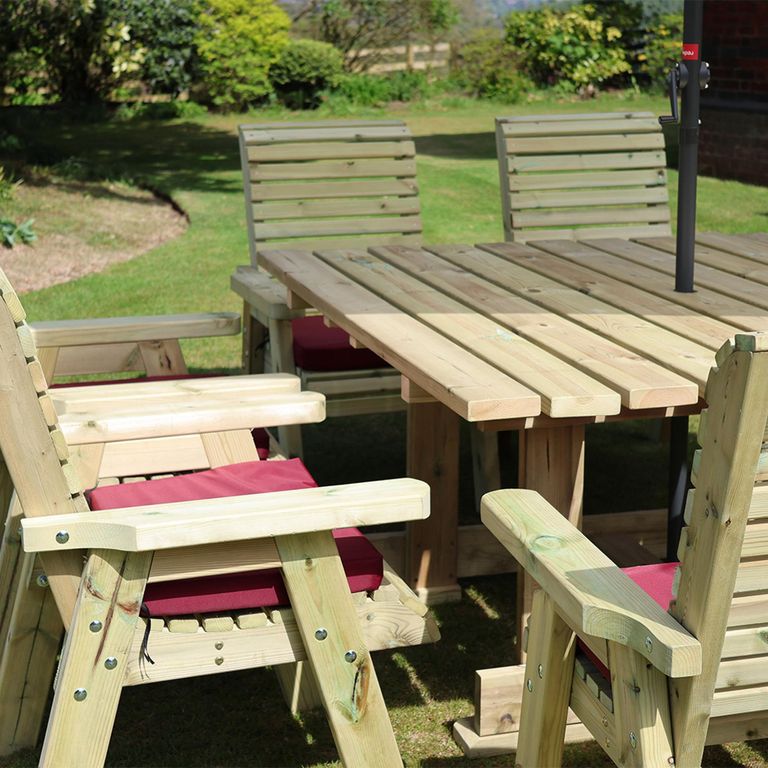 Ergo Garden Table Set - Square - 8 Chairs - Redwood