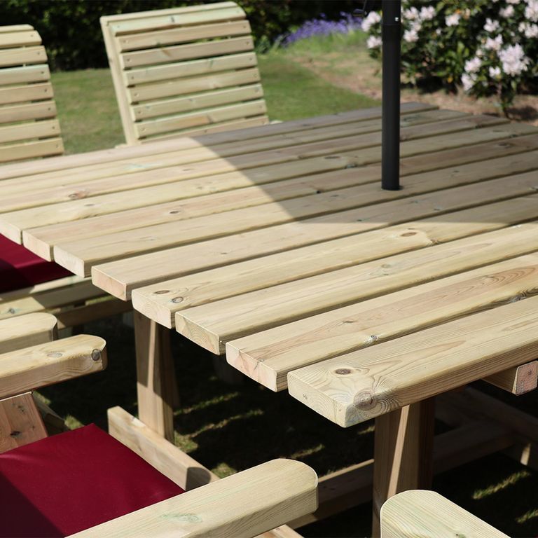 Ergo Garden Table Set - Square - 8 Chairs - Redwood