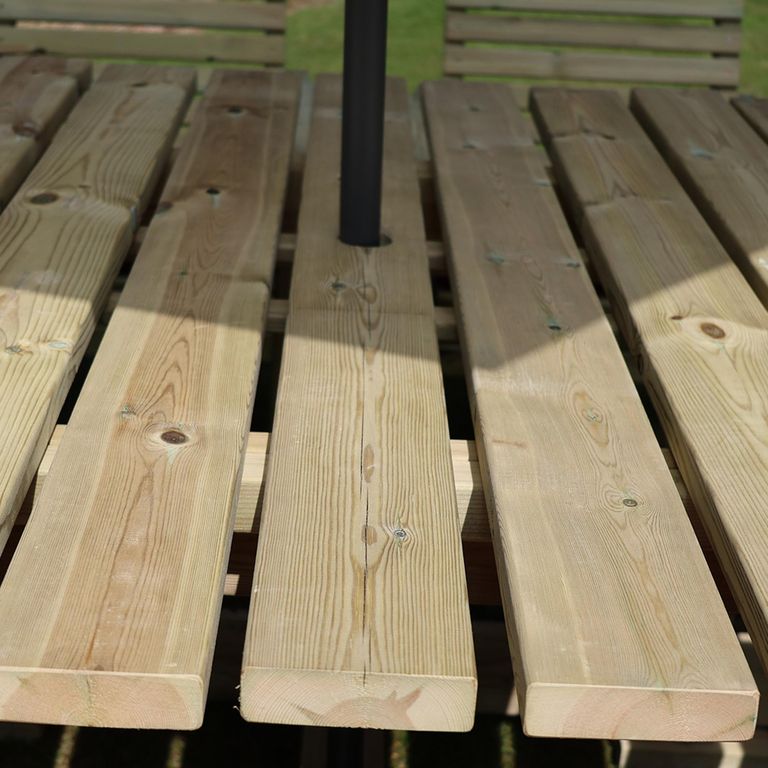 Ergo Garden Table Set - Square - 8 Chairs - Redwood