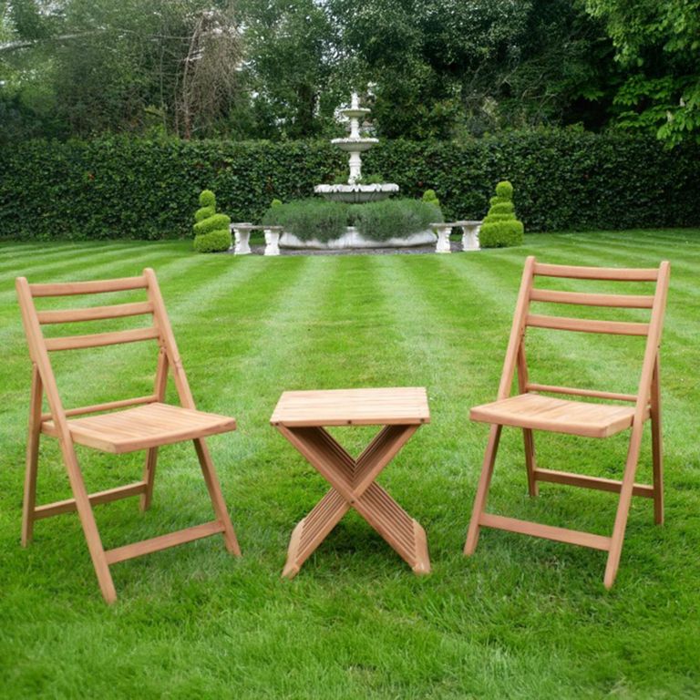 Garden Chair Set Folder Style Teak Wood Brown