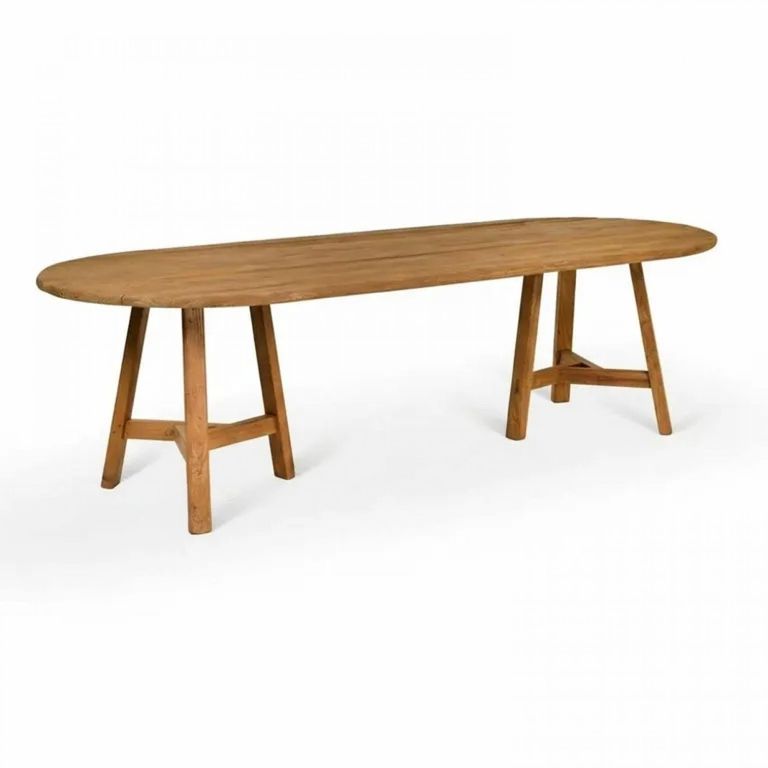 Hawthorne Outdoor Oval Dining Table Natural Teak Wood