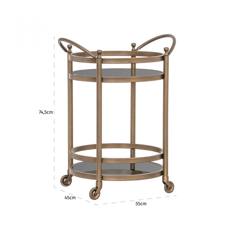 Hendricks Glass and Brushed Gold Trolley