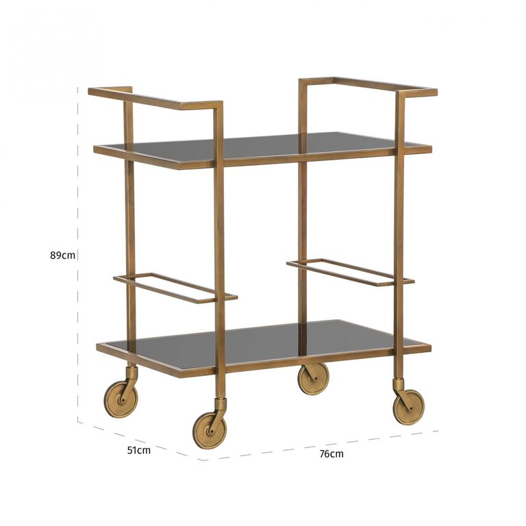 Xo Glass and Brushed Gold Trolley
