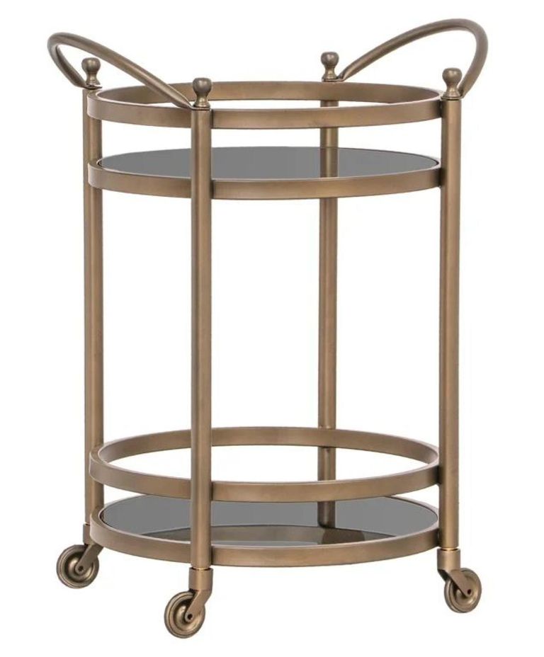 Hendricks Glass and Brushed Gold Trolley
