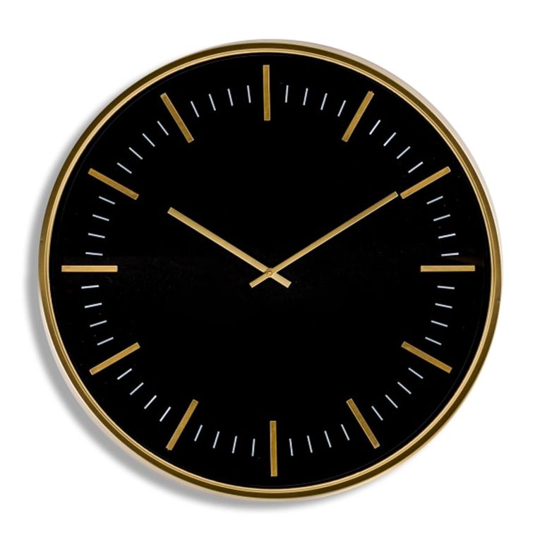Clearance - Mcgowan Rutherford Wall Clock - Round - Black & Gold - A469