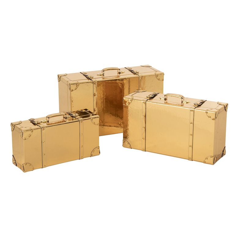 Shiny Storage Box - Set of 3 - Gold - Wood