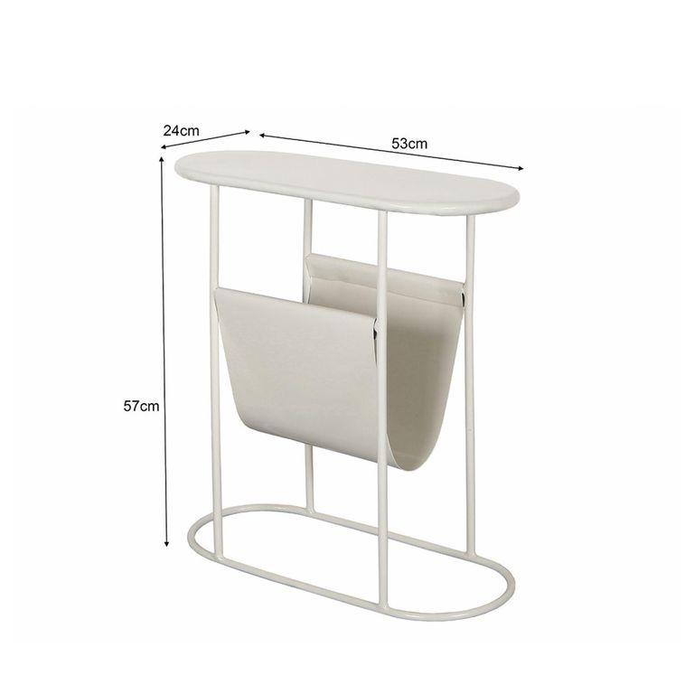 Brix Luna Magazine Holder - Oval - White - Metal
