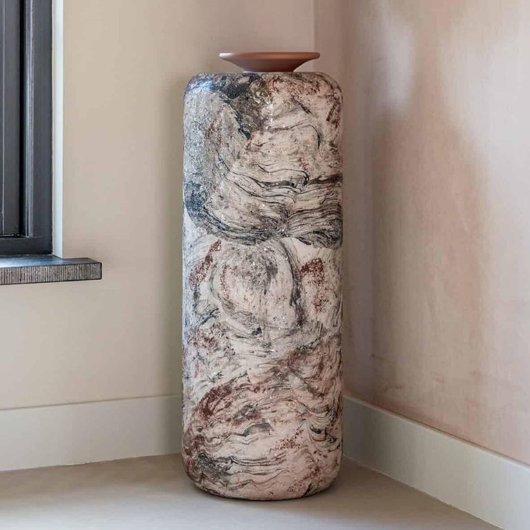 Mady Column - Round - Beige - Metal