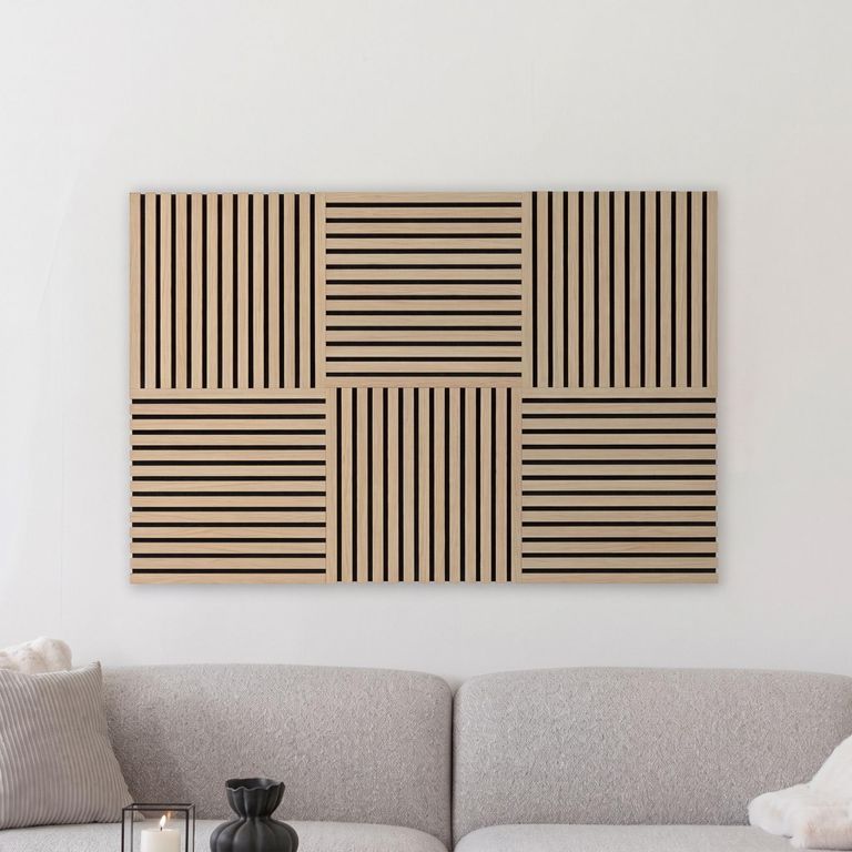 Acoustic Wall Panel Square Oak Veneer Brown