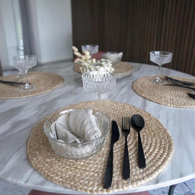 Set of 4 Bombay Jute Braided Round Placemat Natural Decor