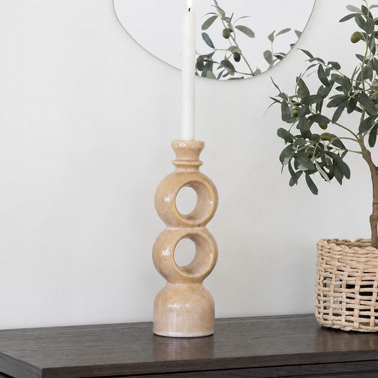Brown Ceramic Medium Candle Holder