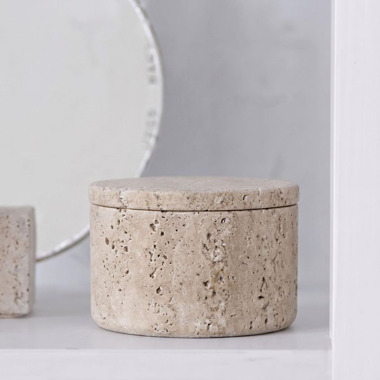 Storage Jar - Round - Travertine - Natural