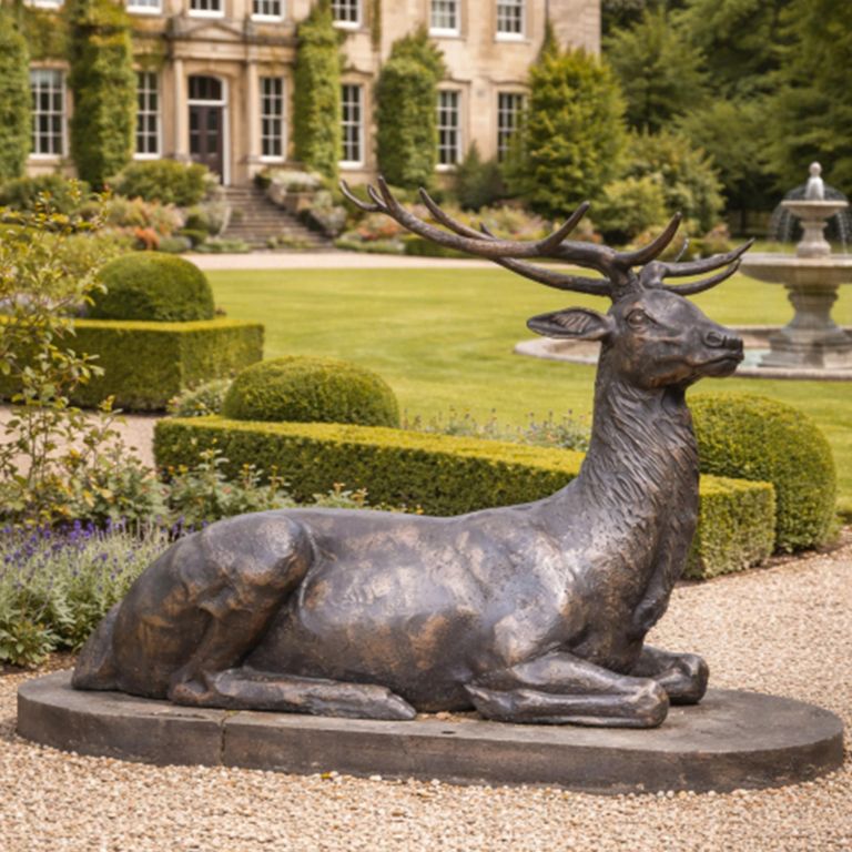 Grey Garden Stag Ornament Laying Decor