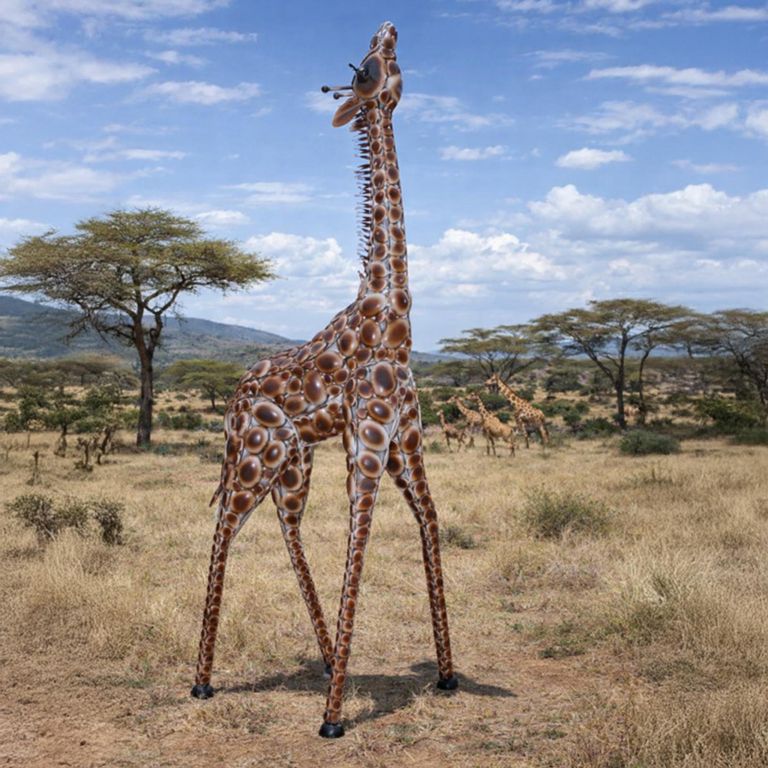 Brown Small Giraffe Garden Statue