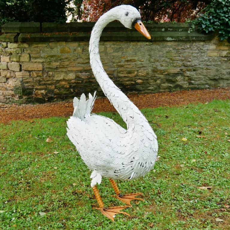 White Metal Resin Large Swan Statue