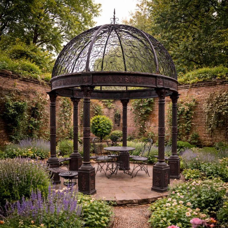 Brown Cast Metal Large Outdoor Gazebo Decor