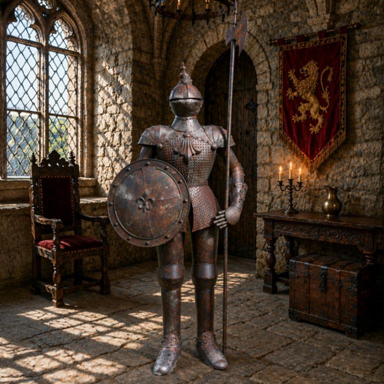 Rusty Grey Metal Large Suit of Armour Decor