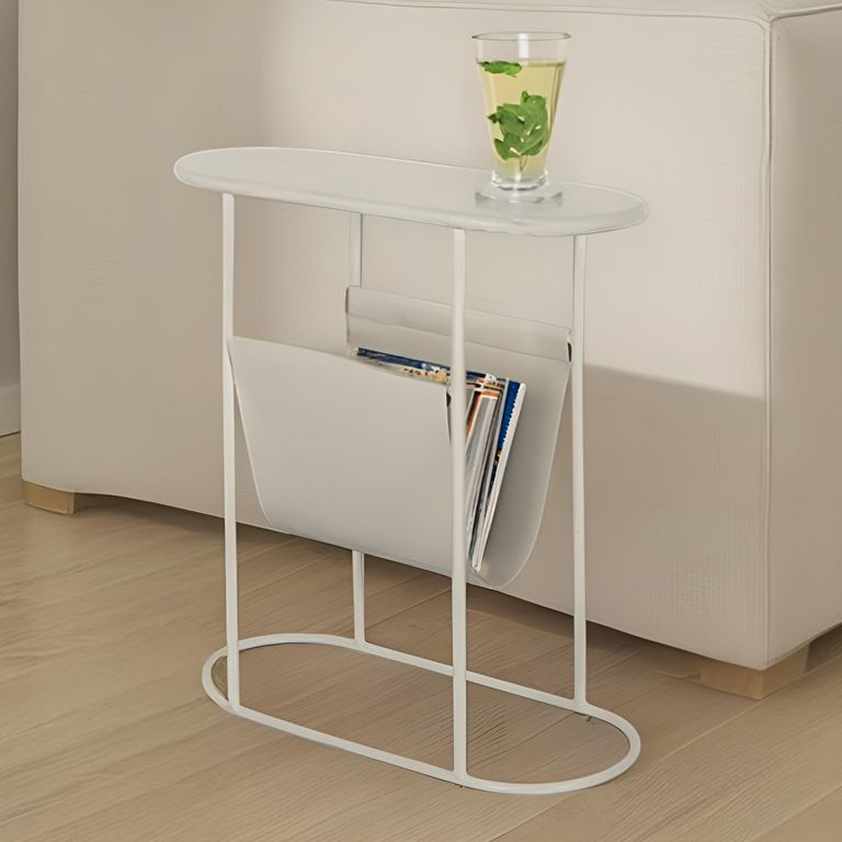 Brix Luna Magazine Holder - Oval - White - Metal