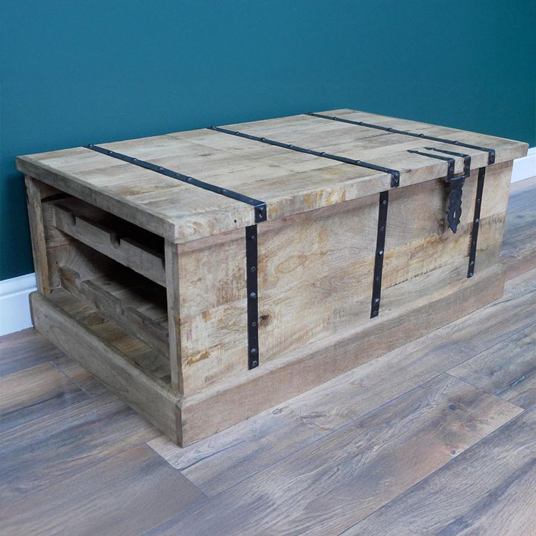 Wine Storage - Mango Wood - Trunk - with Wine Bottle Storage