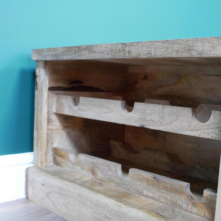 Wine Storage - Mango Wood - Trunk - with Wine Bottle Storage