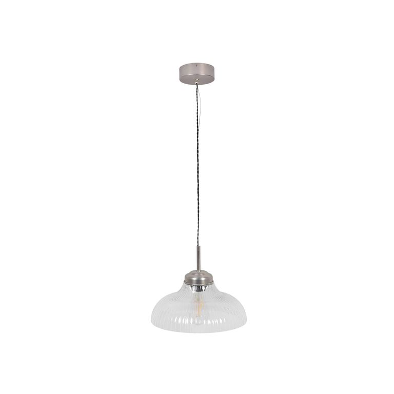Fovant Fluted Glass Pendant Light Satin Nickel
