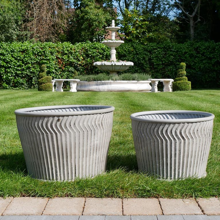 Garden Tub - Set of 2 - Grey Metal - Small