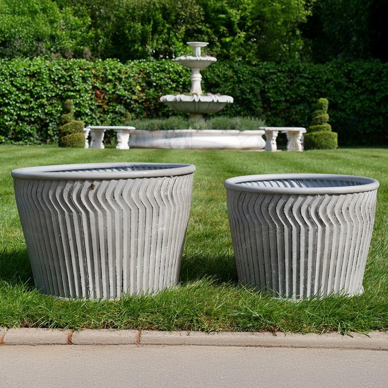 Garden Tub - Set of 2 - Grey Metal - Small