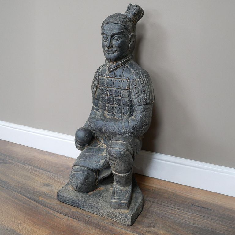 Grey Warrior Statue - Sitting - Resin