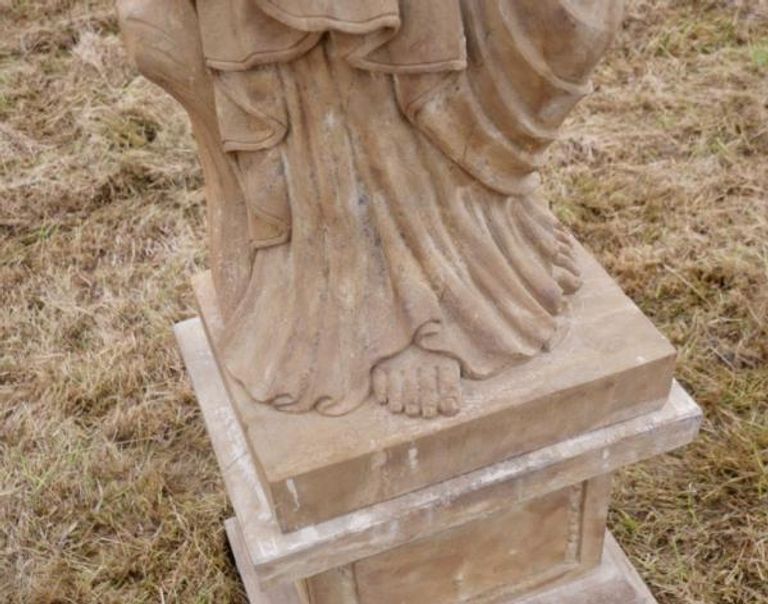 Statue - Hand Carved Stone Lady - with Grapes