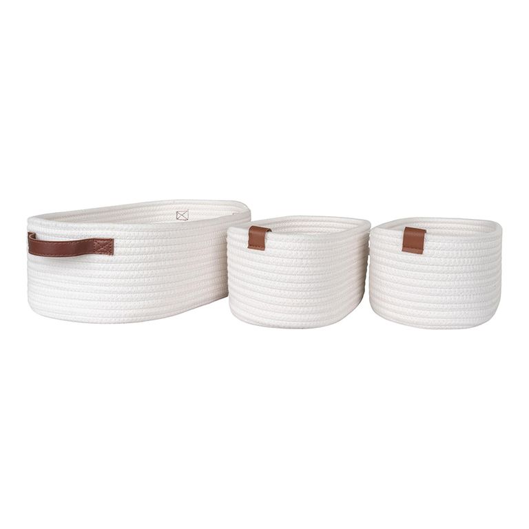 Jarana Basket - Set of 3 - Fabric - White