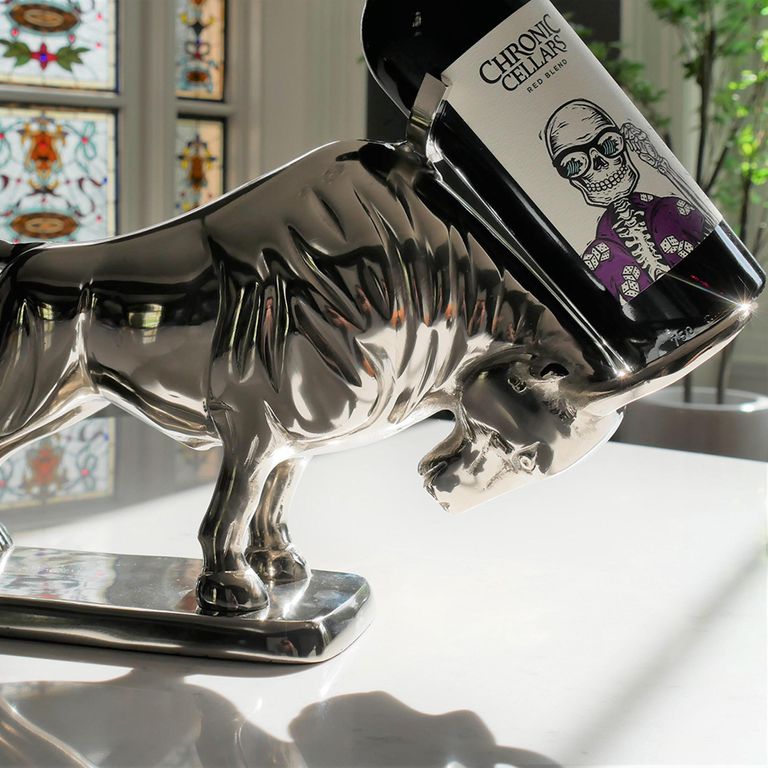 Bull Bottle Holder with Base - Set of 2