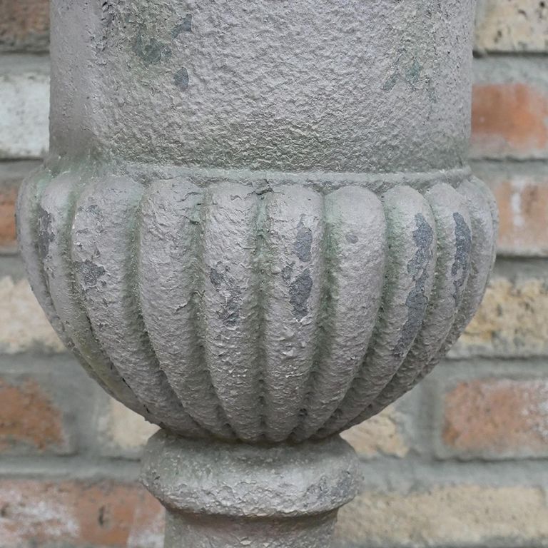 Garden Urn - Pedestal - Plant - Grey Metal - Tall