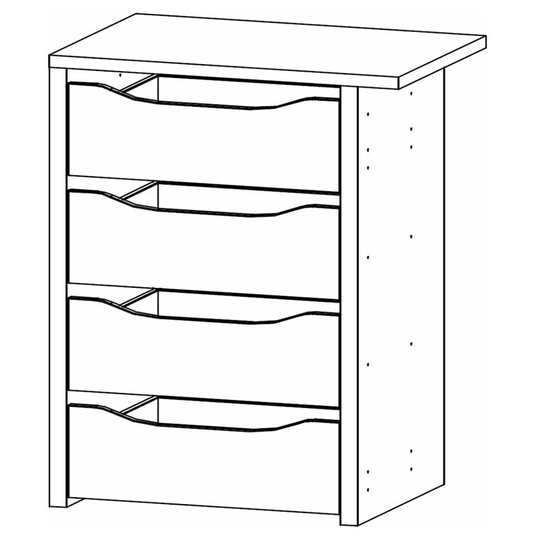 Orange Compartment Interior - 4 Drawer - 67.5cm Width - For Sliding Wardrobe