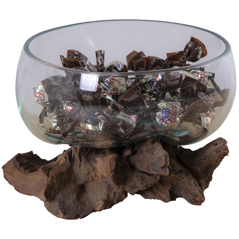 San Marino Small Waterdrop - Teak Wood & Glass