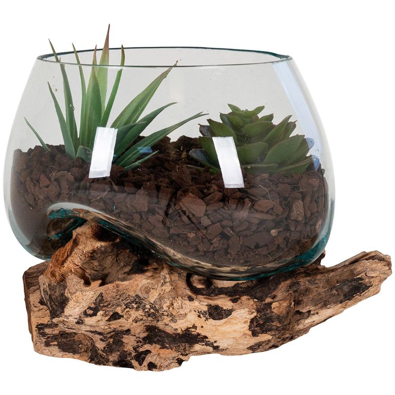 San Marino Small Waterdrop - Teak Wood & Glass