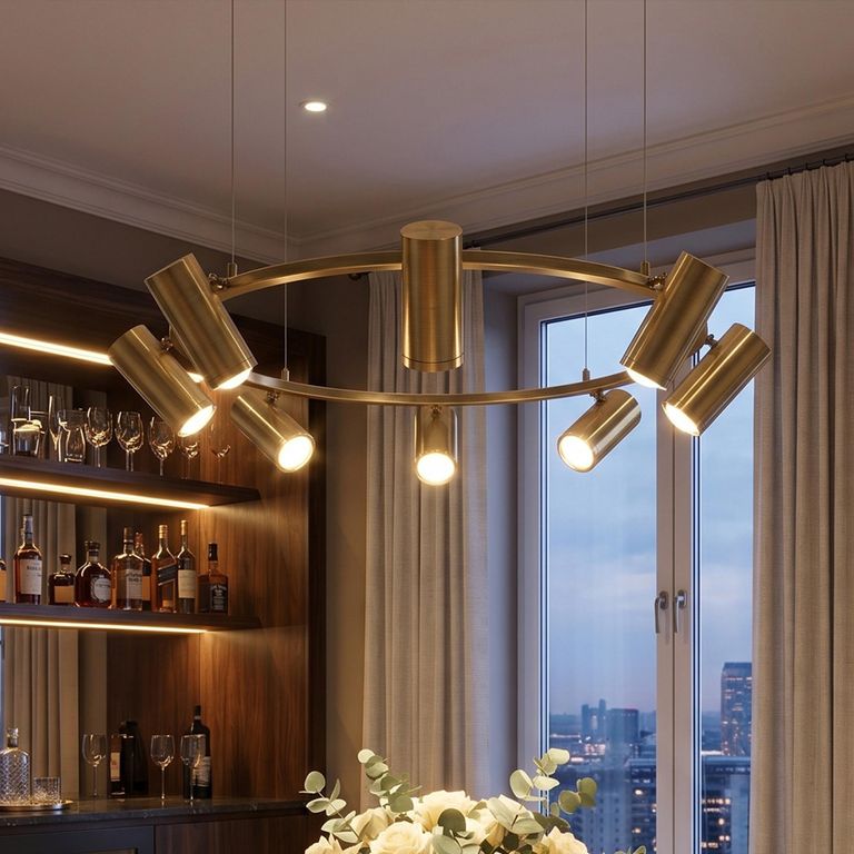 Stukely Pendant - Brushed Brass - Eight Spotlight